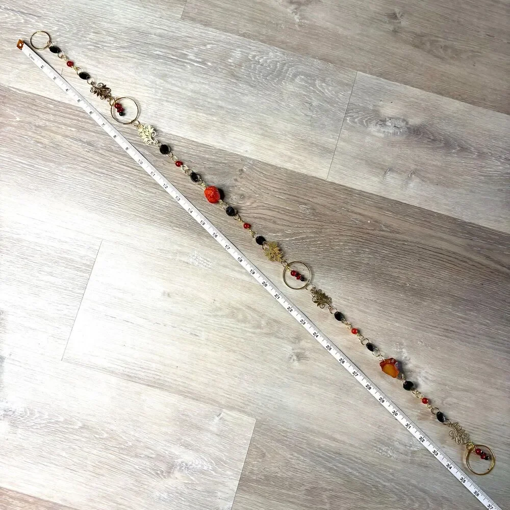 Carnelian and Black Tourmaline Gemstone Hanging Protection Vitality Stone Decor